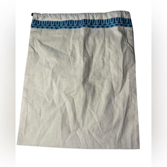 Tory Burch Drawstring Dust Bag Ivory w Blue/Green/Purple Ribbon 15" X 11.5" gold - Picture 3 of 7